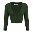 thumbnail image 1 of YEMAK Women's Cropped Bolero 3/4 Sleeve Button Down Cardigan Sweater CO129-HGR-M, 1 of 11