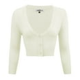 thumbnail image 1 of YEMAK Women's Cropped Bolero 3/4 Sleeve Button Down Cardigan Sweater CO129-IVR-M, 1 of 11