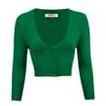 thumbnail image 1 of YEMAK Women's Cropped Bolero 3/4 Sleeve Button Down Cardigan Sweater CO129-KGR-S, 1 of 11