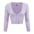 thumbnail image 1 of YEMAK Women's Cropped Bolero 3/4 Sleeve Button Down Cardigan Sweater CO129-LIL-1X, 1 of 11
