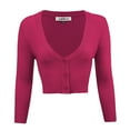 thumbnail image 1 of YEMAK Women's Cropped Bolero 3/4 Sleeve Button Down Cardigan Sweater CO129-MGT-2X, 1 of 11