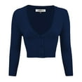thumbnail image 1 of YEMAK Women's Cropped Bolero 3/4 Sleeve Button Down Cardigan Sweater CO129-NAV-M, 1 of 11