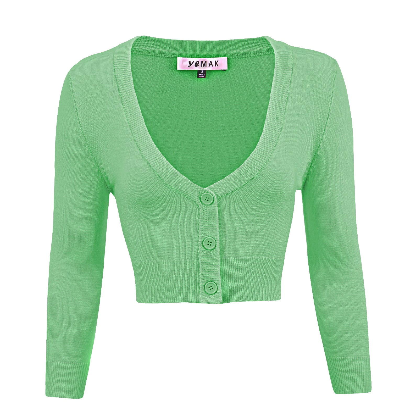 Women's Cropped Bolero 3/4 Sleeve Button Down Cardigan Sweater CO129-OPL-2X