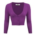 thumbnail image 1 of YEMAK Women's Cropped Bolero 3/4 Sleeve Button Down Cardigan Sweater CO129-PUP-L, 1 of 11