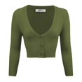 thumbnail image 1 of YEMAK Women's Cropped Bolero 3/4 Sleeve Button Down Cardigan Sweater CO129-SAG-XL, 1 of 11