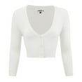 thumbnail image 1 of YEMAK Women's Cropped Bolero 3/4 Sleeve Button Down Cardigan Sweater CO129-WHT-3X, 1 of 11