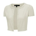 thumbnail image 1 of YEMAK Women's Cropped Bolero Button Down Short Sleeve Cardigan Sweater CB0536-OAT-M, 1 of 10