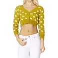 thumbnail image 1 of YEMAK Women's Cropped Cute Dog Pattern 3/4 Sleeve Button Down Cardigan Sweater MK3672-MOSS/IVORY-L, 1 of 7