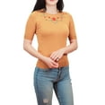 thumbnail image 1 of YEMAK Women's Daisy Flower Embroidered Crewneck Casual Knit Pullover Sweater MK3664EMBO-BRZ-L, 1 of 6