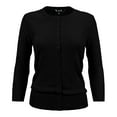 thumbnail image 1 of YEMAK Women's Knit Cardigan Sweater – 3/4 Sleeve Crewneck Basic Classic Casual Button Down Soft Lightweight Top, 1 of 11