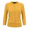 thumbnail image 1 of YEMAK Women's Knit Cardigan Sweater – 3/4 Sleeve Crewneck Basic Classic Casual Button Down Soft Lightweight Top, 1 of 11