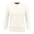 thumbnail image 1 of YEMAK Women's Knit Cardigan Sweater – 3/4 Sleeve Crewneck Basic Classic Casual Button Down Soft Lightweight Top, 1 of 11