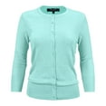 thumbnail image 1 of YEMAK Women's Knit Cardigan Sweater – 3/4 Sleeve Crewneck Basic Classic Casual Button Down Soft Lightweight Top, 1 of 11