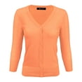 thumbnail image 1 of YEMAK Women's Knit Cardigan Sweater – 3/4 Sleeve V-Neck Basic Classic Casual Button Down Soft Lightweight Top, 1 of 11