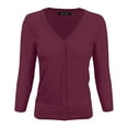 thumbnail image 1 of YEMAK Women's Knit Cardigan Sweater – 3/4 Sleeve V-Neck Basic Classic Casual Button Down Soft Lightweight Top, 1 of 11