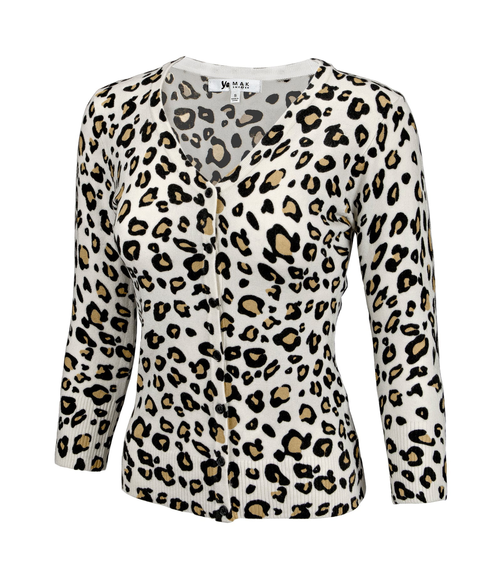 YEMAK Women's 3/4 Sleeve V-Neck Cardigan – Soft Knit Button-Down Sweater For Casual & Office Wear - View #8