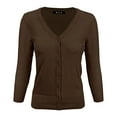 thumbnail image 1 of YEMAK Women's Knit Cardigan Sweater – 3/4 Sleeve V-Neck Basic Classic Casual Button Down Soft Lightweight Top, 1 of 11