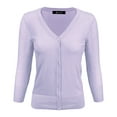 thumbnail image 1 of YEMAK Women's Knit Cardigan Sweater – 3/4 Sleeve V-Neck Basic Classic Casual Button Down Soft Lightweight Top, 1 of 11