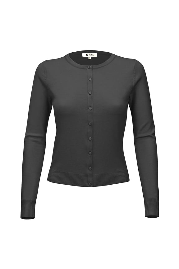 Women's Knit Cardigan Sweater – Long Sleeve Crewneck Basic Classic Casual Button Down Soft Lightweight Knitted Top