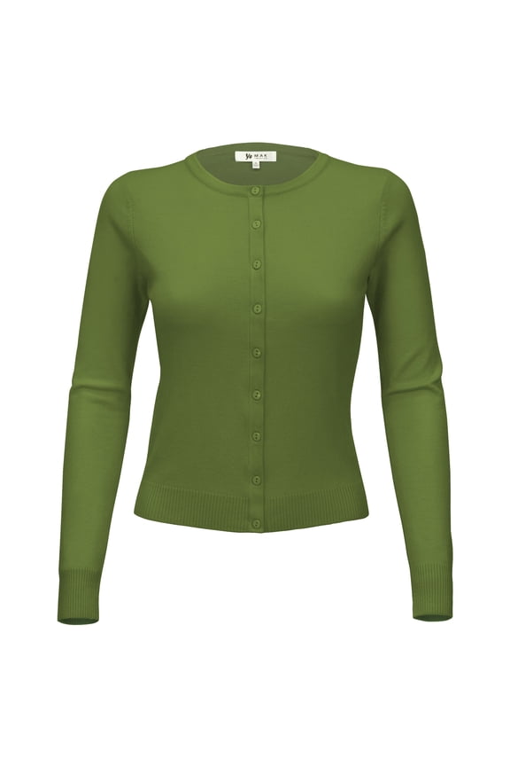 Women's Knit Cardigan Sweater – Long Sleeve Crewneck Basic Classic Casual Button Down Soft Lightweight Knitted Top