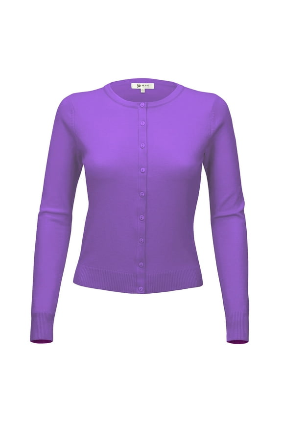 Women's Knit Cardigan Sweater – Long Sleeve Crewneck Basic Classic Casual Button Down Soft Lightweight Knitted Top