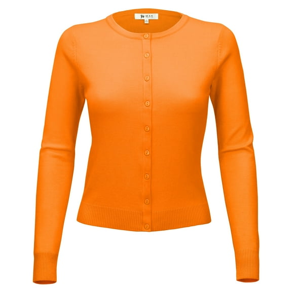 YEMAK Women's Knit Cardigan Sweater – Long Sleeve Crewneck Basic Classic Casual Button Down Soft Lightweight Knitted Top