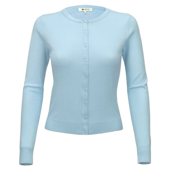 YEMAK Women's Knit Cardigan Sweater – Long Sleeve Crewneck Basic Classic Casual Button Down Soft Lightweight Knitted Top