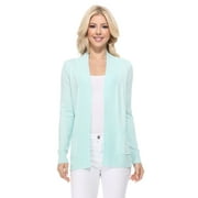 YEMAK Women's Knit Cardigan Sweater – Long Sleeve Open Front Basic Classic Casual Soft Lightweight Knitted Shrug with Pocket