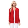 thumbnail image 1 of YEMAK Women's Knit Cardigan Sweater – Long Sleeve Open Front Basic Classic Casual Soft Lightweight Knitted Shrug with Pocket, 1 of 9