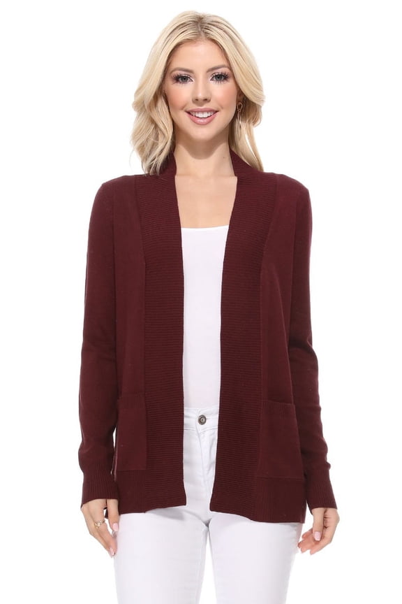 Women's Knit Cardigan Sweater – Long Sleeve Open Front Basic Classic Casual Soft Lightweight Knitted Shrug with Pocket