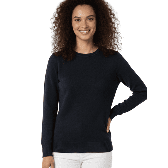 YEMAK Women's Knit Pullover Sweater – Long Sleeve Crewneck Soft Casual Lightweight Basic Solid Knitted Top