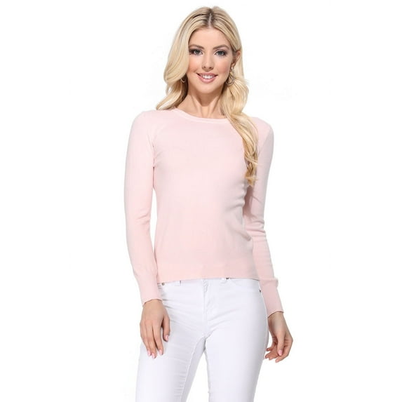 YEMAK Women's Knit Sweater Pullover – Long Sleeve Crewneck Basic Classic Casual Knitted Soft Lightweight T-Shirt Top