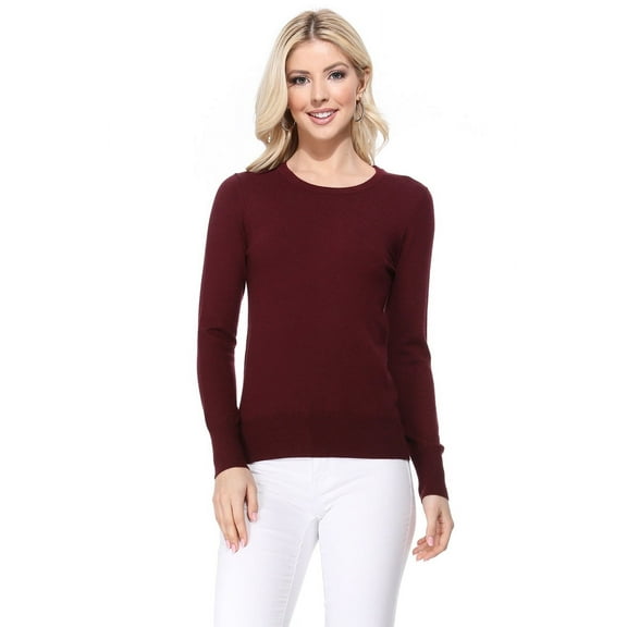 YEMAK Women's Knit Sweater Pullover – Long Sleeve Crewneck Basic Classic Casual Knitted Soft Lightweight T-Shirt Top