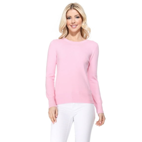 YEMAK Women's Knit Sweater Pullover – Long Sleeve Crewneck Basic Classic Casual Knitted Soft Lightweight T-Shirt Top