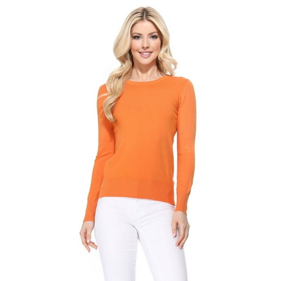 YEMAK Women's Knit Sweater Pullover – Long Sleeve Crewneck Basic Classic Casual Knitted Soft Lightweight T-Shirt Top