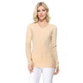 thumbnail image 1 of YEMAK Women's Knit Sweater Pullover – Long Sleeve V-Neck Basic Classic Casual Knitted Soft Lightweight T-Shirt Top, 1 of 8