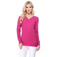 thumbnail image 1 of YEMAK Women's Knit Sweater Pullover – Long Sleeve V-Neck Basic Classic Casual Knitted Soft Lightweight T-Shirt Top, 1 of 8