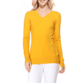 thumbnail image 1 of YEMAK Women's Knit Sweater Pullover – Long Sleeve V-Neck Basic Classic Casual Knitted Soft Lightweight T-Shirt Top, 1 of 6