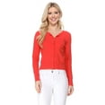 thumbnail image 1 of YEMAK Women's Long Sleeve Crewneck Cropped Button Down Cardigan Sweater MK5502-FIESTA-S, 1 of 9