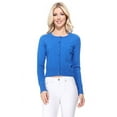 thumbnail image 1 of YEMAK Women's Long Sleeve Crewneck Cropped Button Down Cardigan Sweater MK5502-Royalblue-XL, 1 of 9