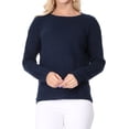 thumbnail image 1 of YEMAK Women's Long Sleeve Crewneck Lightweight Casual Soft Knit Pullover Sweater MK8015-NAV-M, 1 of 7