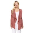 thumbnail image 1 of YEMAK Women's Long Sleeve Soft Sheer Slub Open Front Casual Cardigan Sweater MK8080-BRK-L, 1 of 7