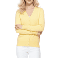 thumbnail image 1 of YEMAK Women's Long Sleeve V-Neck Button Down Soft Knit Cardigan Sweater MK5178-Baby Yellow-L, 1 of 5