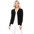 thumbnail image 1 of YEMAK Women's Long Sleeve V-Neck Button Down Soft Knit Cardigan Sweater MK5178-Black-XL, 1 of 8