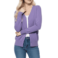 thumbnail image 1 of YEMAK Women's Long Sleeve V-Neck Button Down Soft Knit Cardigan Sweater MK5178-Blueberry-XL, 1 of 5