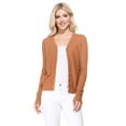 thumbnail image 1 of YEMAK Women's Long Sleeve V-Neck Button Down Soft Knit Cardigan Sweater MK5178-Camel-XL, 1 of 8