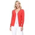 thumbnail image 1 of YEMAK Women's Long Sleeve V-Neck Button Down Soft Knit Cardigan Sweater MK5178-Fiesta-XL, 1 of 8