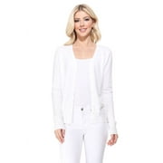 YEMAK Women's Long Sleeve V-Neck Button Down Soft Knit Cardigan Sweater MK5178-White-M