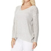 YEMAK Women's Long-Sleeve V-Neck Casual Knit Top Sweatshirt Pullover Sweater MK3392-GREY-M