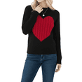 thumbnail image 1 of YEMAK Women's Pullover Sweater Long Sleeve Crewneck Cute Heart Cable Knit MK3506 (S-L)-BLK/RED-L, 1 of 6